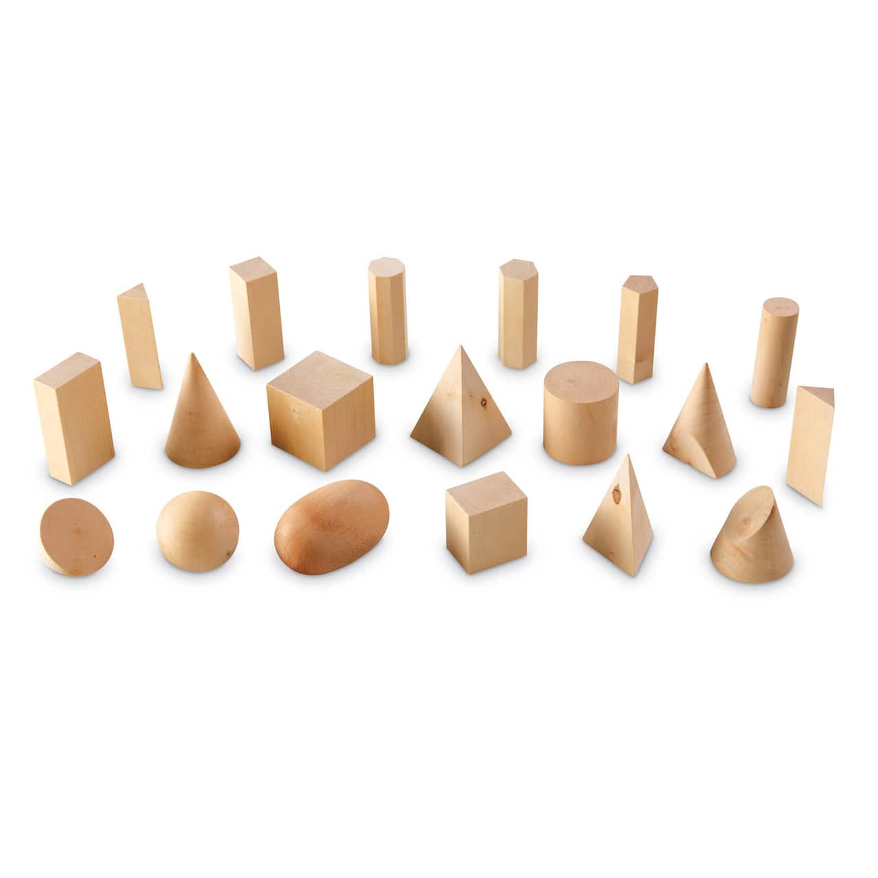 Learning Resources&#xAE; Wood Geometric Solids, Set Of 19